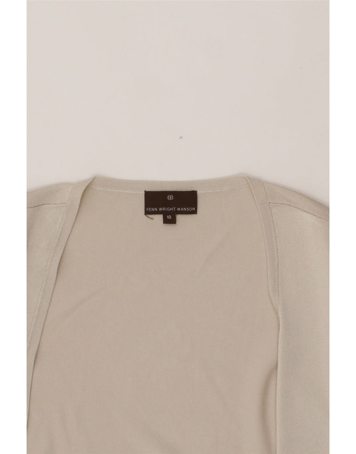 FENN WRIGHT MANSON Womens Crop Cardigan Top UK 10 Small Beige Viscose Vintage Fenn Wright Manson and Second-Hand Fenn Wright Manson from Messina Hembry 