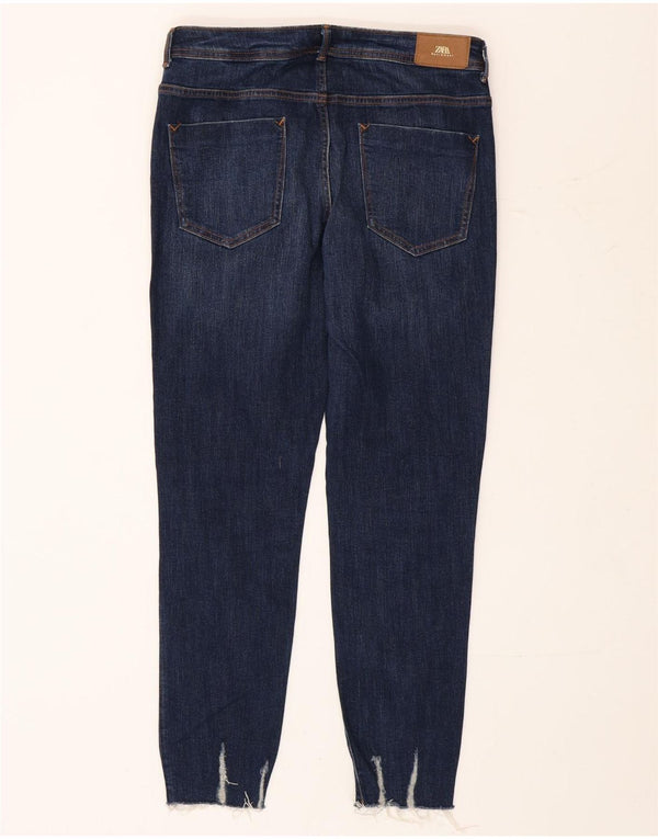 Zara Damen Distressed Slim Jeans EU 42 Large W32 L28 Marineblaue Baumwolle