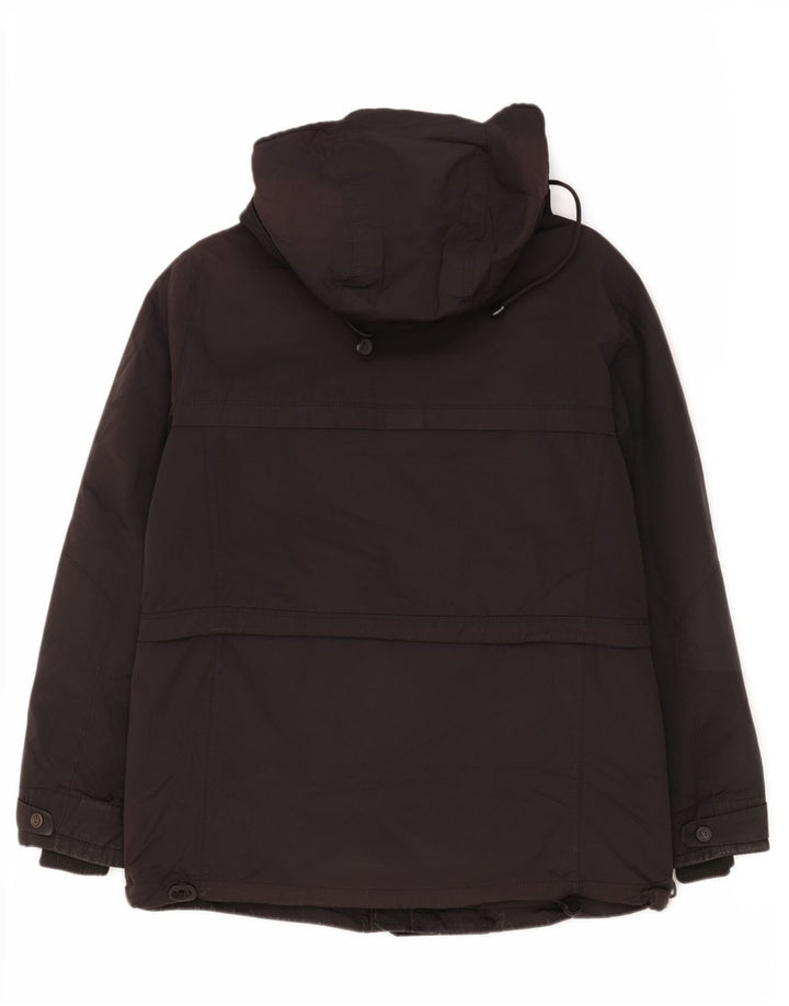 Zara Mens Hooded Padded Jacket UK 40 Large Black Polyester