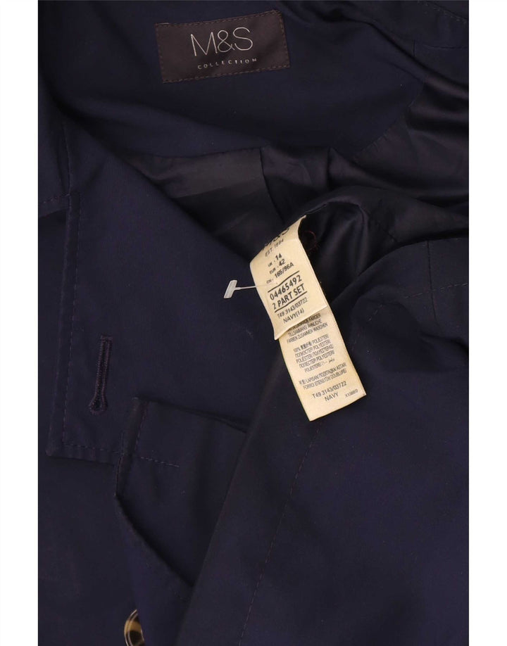 Marks & Spencer Damen Kurzer Trenchcoat UK 14 Large Marineblau Polyester