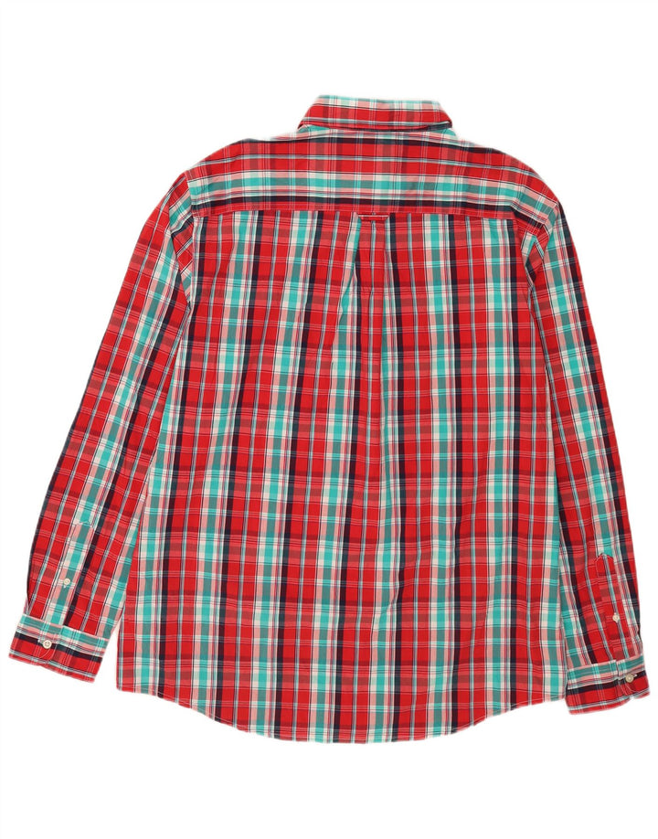 Chaps Mens Stretch Regular Fit Shirt XL Red Plaid Cotton