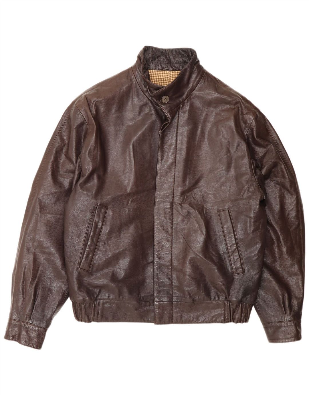 Vintage Bomber læderjakke til mænd IT 50 Stor brunt læder