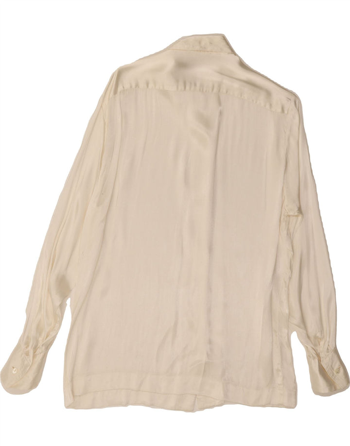 VINTAGE Womens Shirt Blouse UK 14 Medium Off White Vintage Vintage and Second-Hand Vintage from Messina Hembry 
