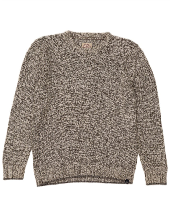 Maglione girocollo da uomo Fat Face in cotone chiazzato grigio medio