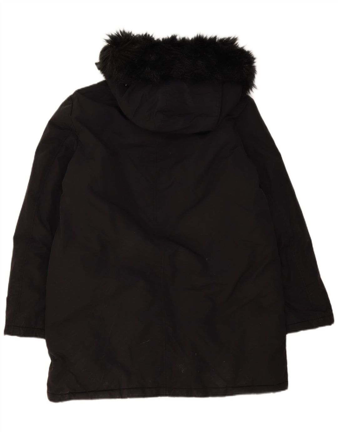 Zara Veste Parka surdimensionnée à capuche pour femme UK 16 Large Noir Polyester