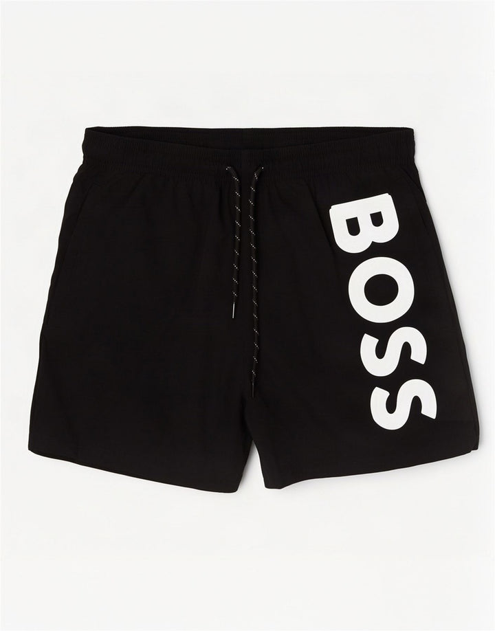 Hugo Boss Herre grafiske svømmeshorts Medium Sort Polyamid