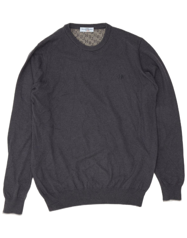 Harmont & Blaine Mens Crew Neck Jumper Sweater Medium Navy Blue Wool