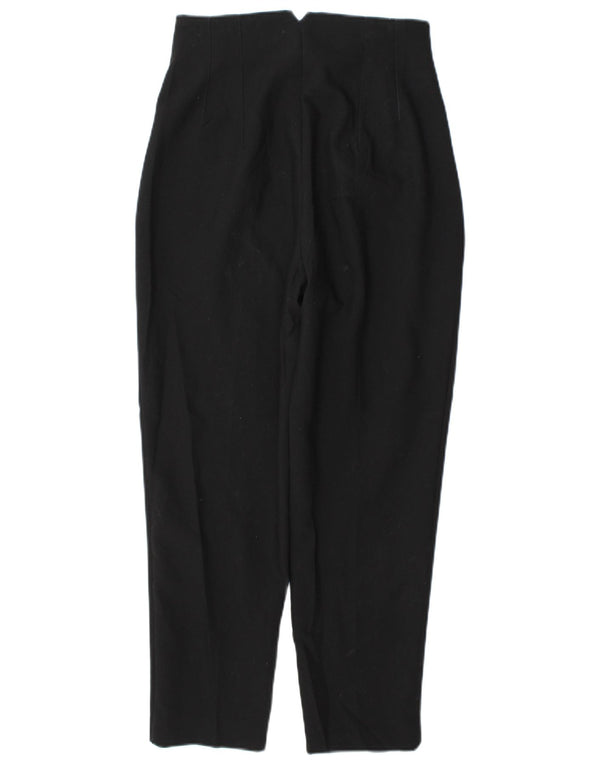 Zara kvinders højtaljede koniske jakkesætsbukser Small W26 L26 sort polyester