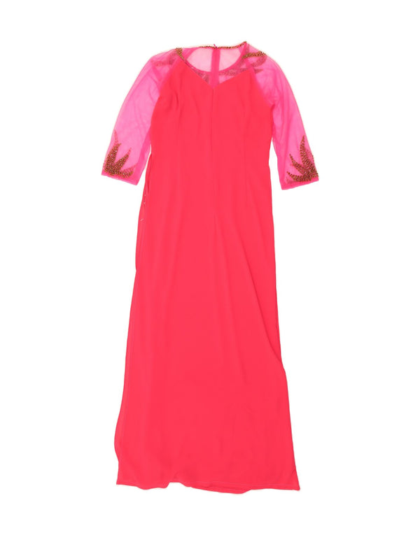 VINTAGE Womens 3/4 Sleeve Maxi Dress IT 38 Small Pink
