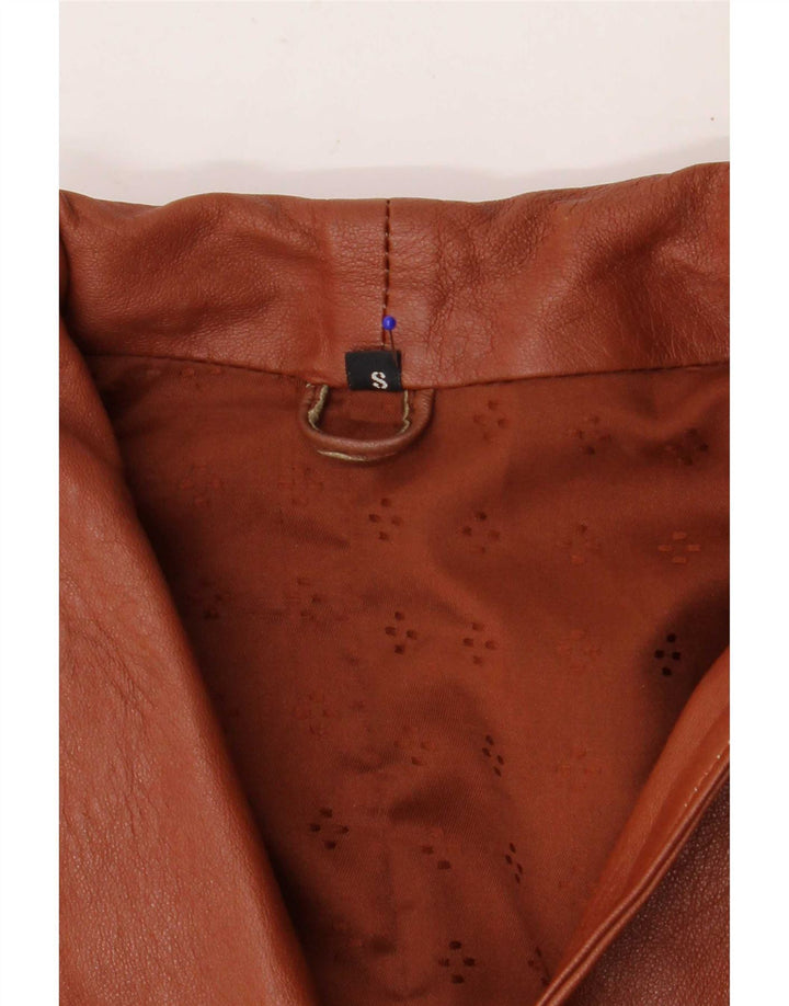 Vintage Womens Leather Jacket UK 10 Small Brown