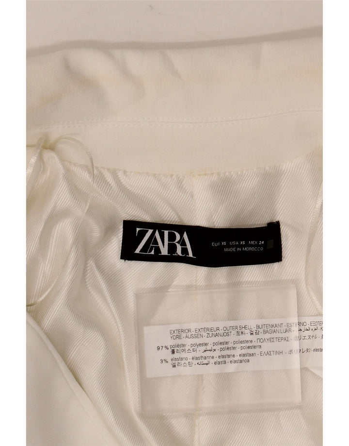 Zara Womens Open Oversized Blazer Jacket UK 6 XS Hvid Polyester