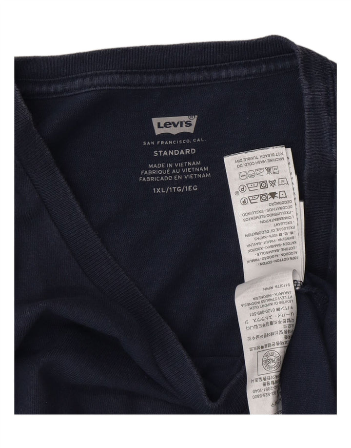 LEVI'S Mens Standard T-Shirt Top XL Navy Blue Vintage Levi's and Second-Hand Levi's from Messina Hembry 