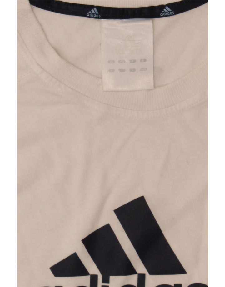 ADIDAS Mens Graphic T-Shirt Top Medium White Cotton Vintage Adidas and Second-Hand Adidas from Messina Hembry 