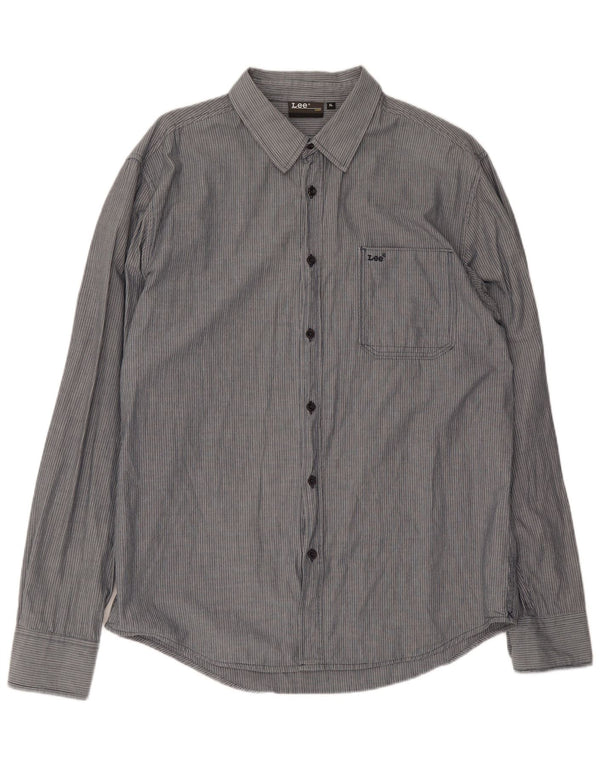 Camicia da uomo Lee XL in cotone gessato grigio