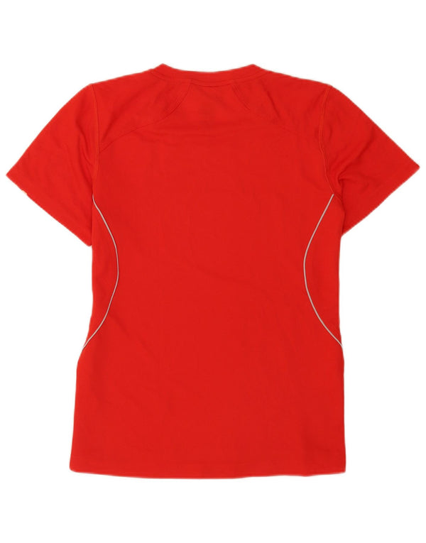 Adidas Dame T-Shirt Top UK 14 Medium Rød Polyester Sports