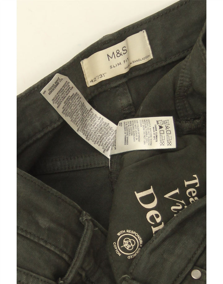 Marks & Spencer Mens Slim Jeans W42 L31 Green Cotton