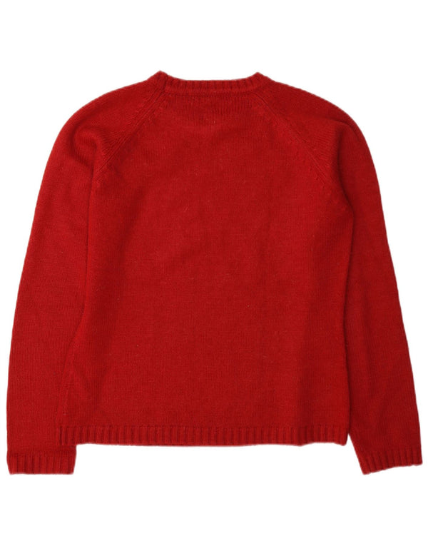 Zara Damen-Pullover mit Rundhalsausschnitt, Gr. 14, großes rotes Acryl
