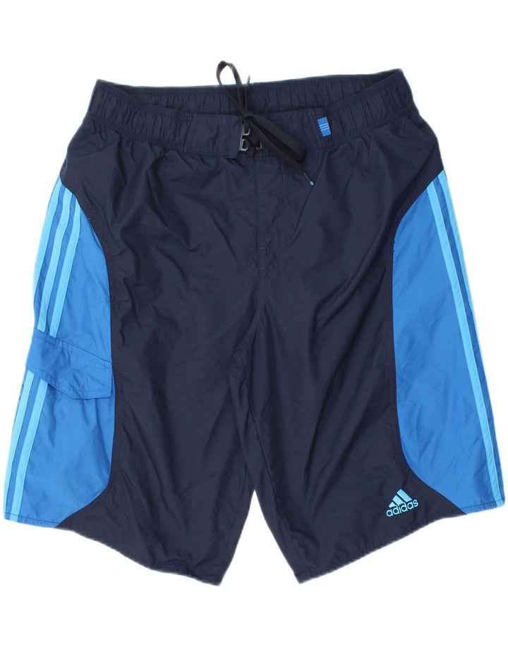 ADIDAS Herren-Badeshorts, mittelgroß, marineblau, Colourblock-Polyamid