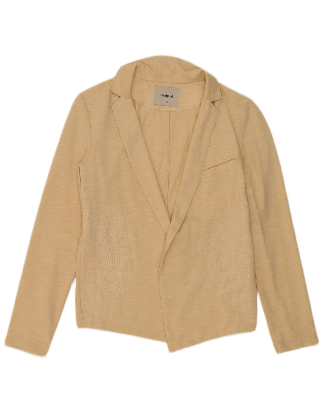 Jachetă Blazer Desigual pentru femei EU 38 Medium Bej Bumbac cu pete