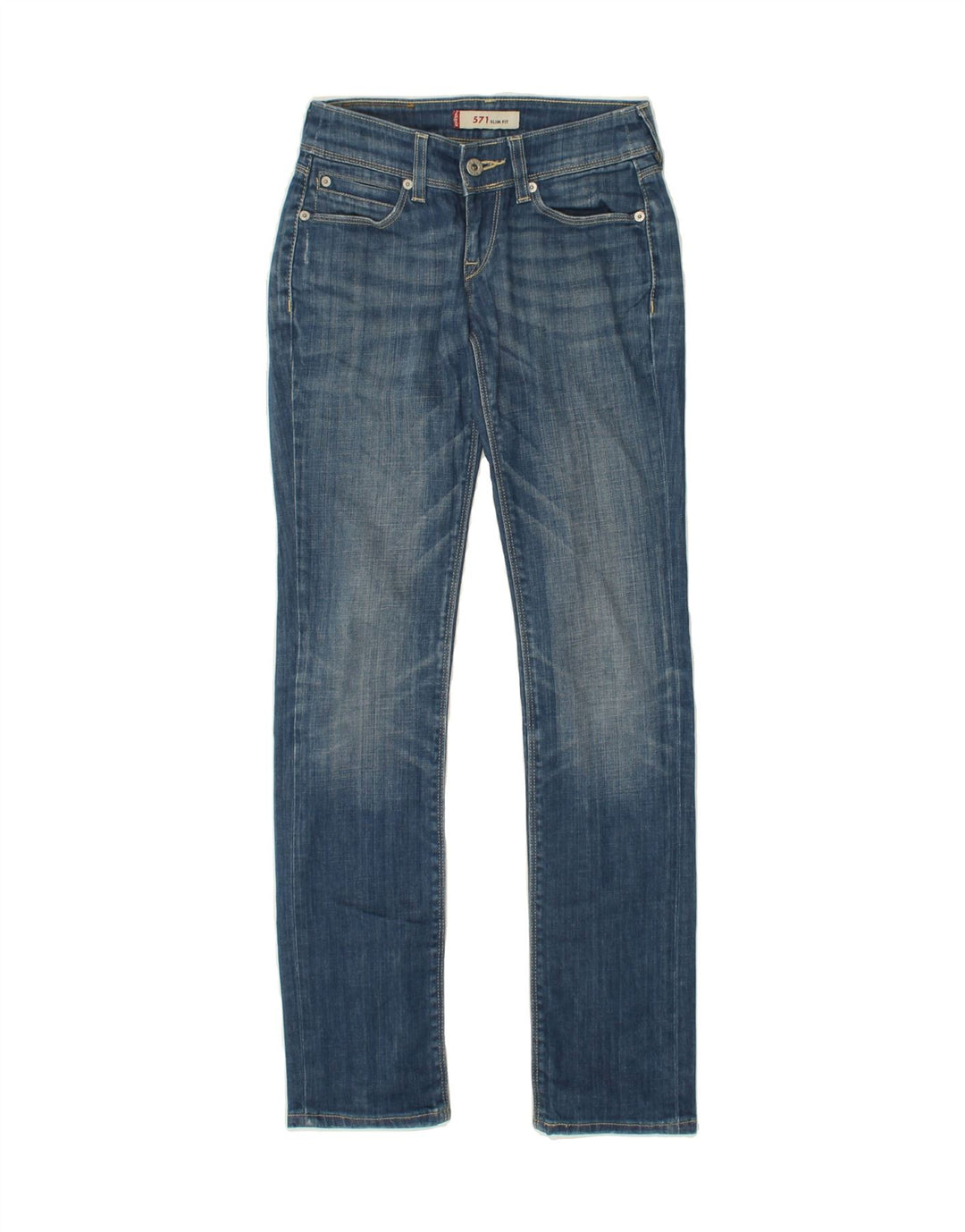 LEVI'S Womens 571 Slim Jeans W25 L32 Blue Vintage Levi's and Second-Hand Levi's from Messina Hembry 