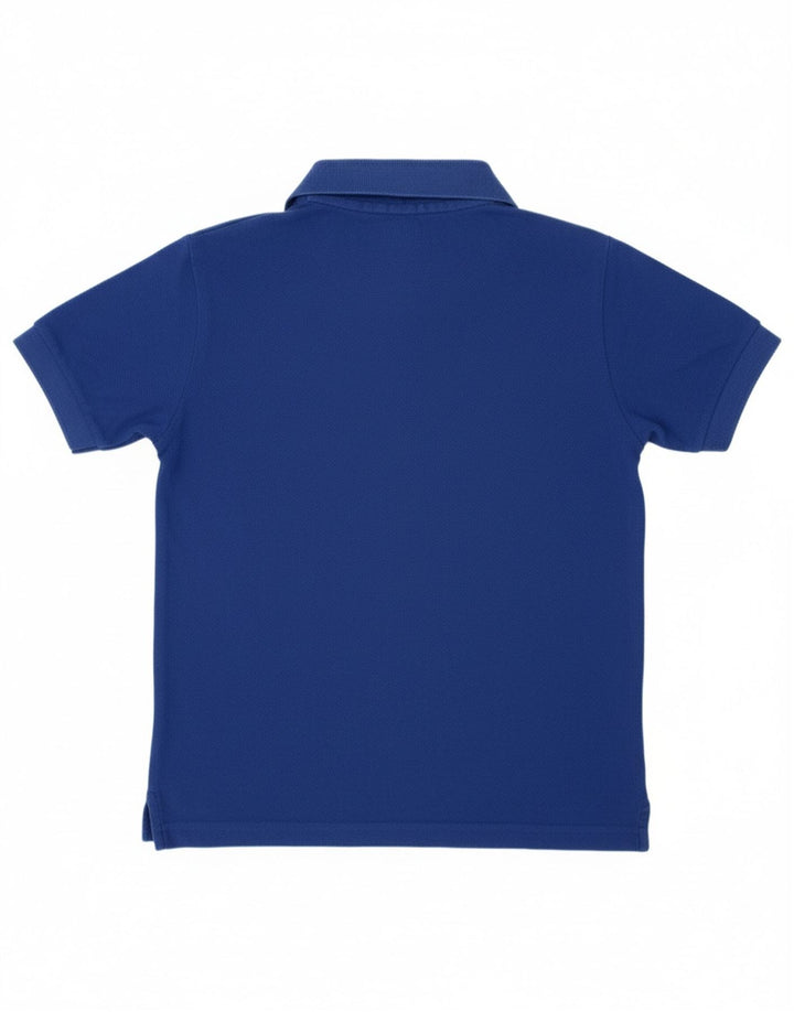 BENETTON Boys Polo Shirt 7-8 Years Medium Blue Cotton