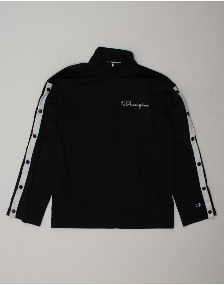 CHAMPION Mens Graphic Tracksuit Top Jacket Medium Black Colourblock