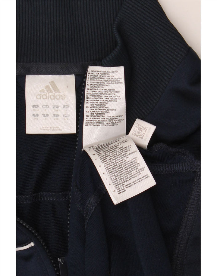 ADIDAS Mens Tracksuit Top Jacket UK 44/46 Large Navy Blue Polyester