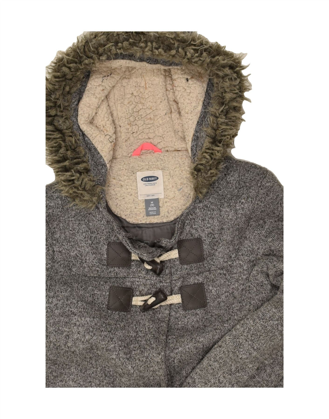 OLD NAVY Girls Hooded Duffle Jacket 7-8 Years Medium Grey Flecked | Vintage Old Navy | Thrift | Second-Hand Old Navy | Used Clothing | Messina Hembry 