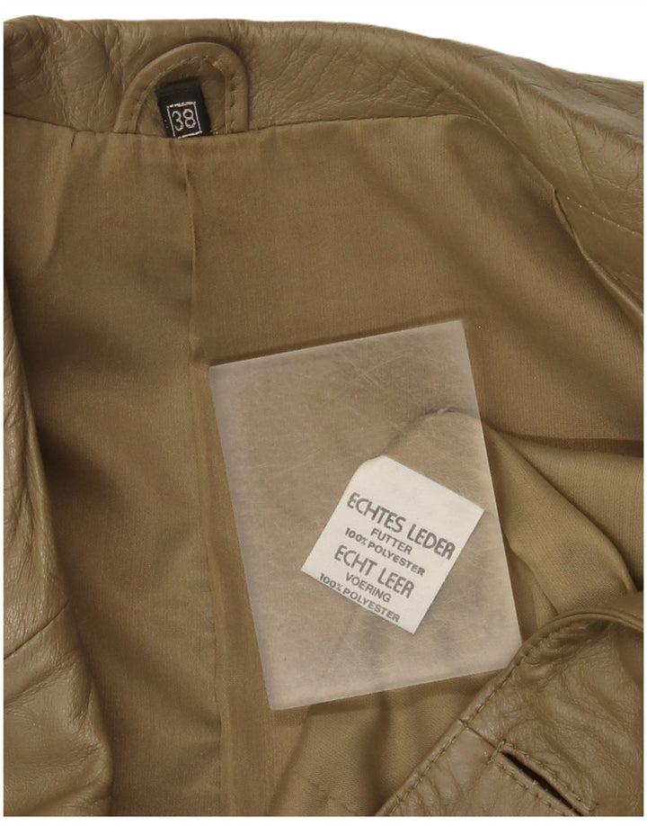 Vintage Womens Oversized Leather Jacket IT 38 XS Khaki Leather