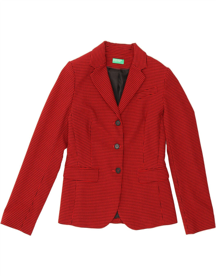 BENETTON Womens 3 Button Blazer Jacket UK 8 Small  Red Spotted Polyester Vintage Benetton and Second-Hand Benetton from Messina Hembry 