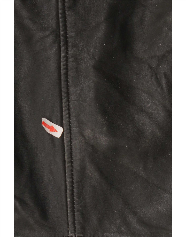 Mango Veste en cuir courte pour femme UK 10 Small Noir