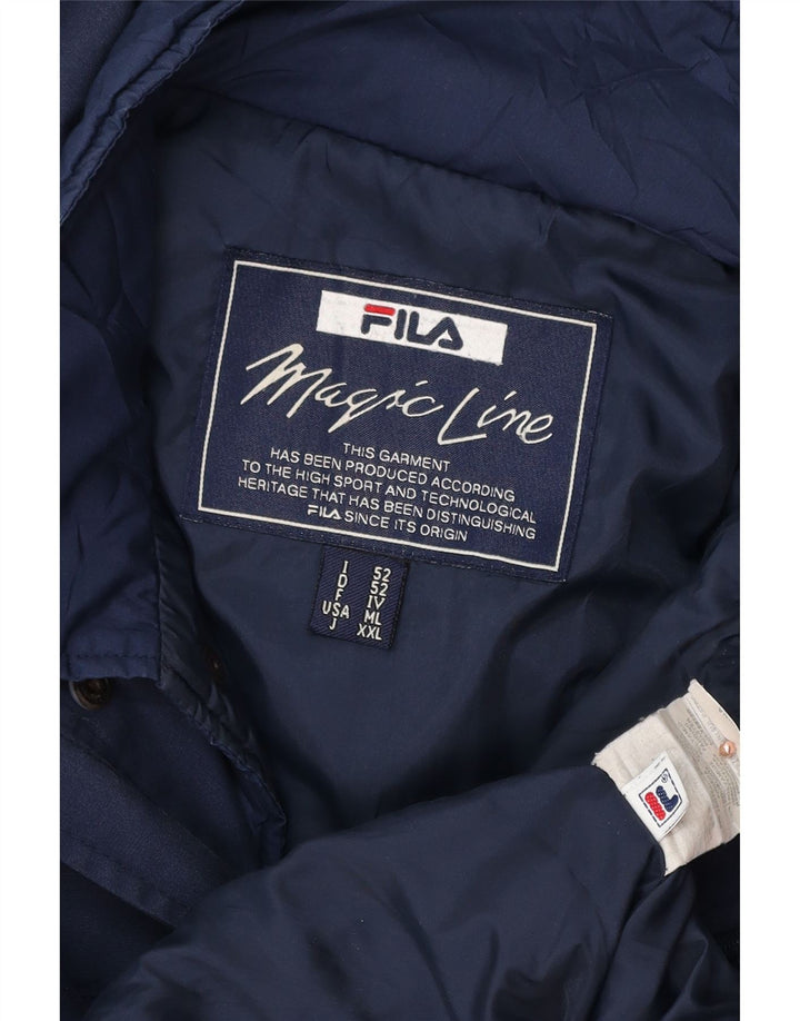 FILA Mens Magic Line Hooded Windbreaker Jacket IT 52 XL Navy Blue