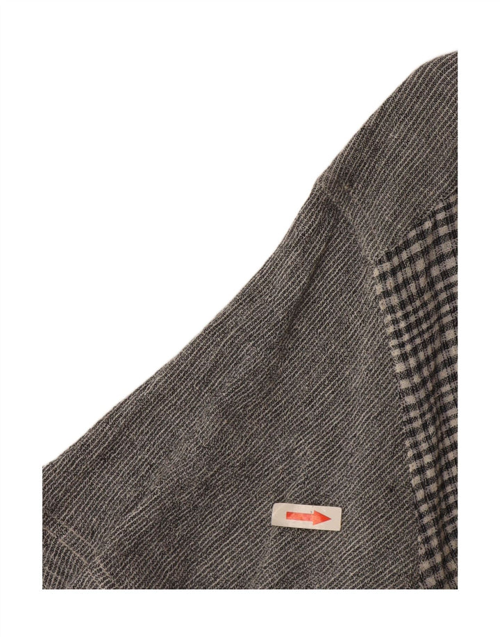 Amaranto Womens Short Sleeve Shirt UK 14 Medium Grey Check Cotton