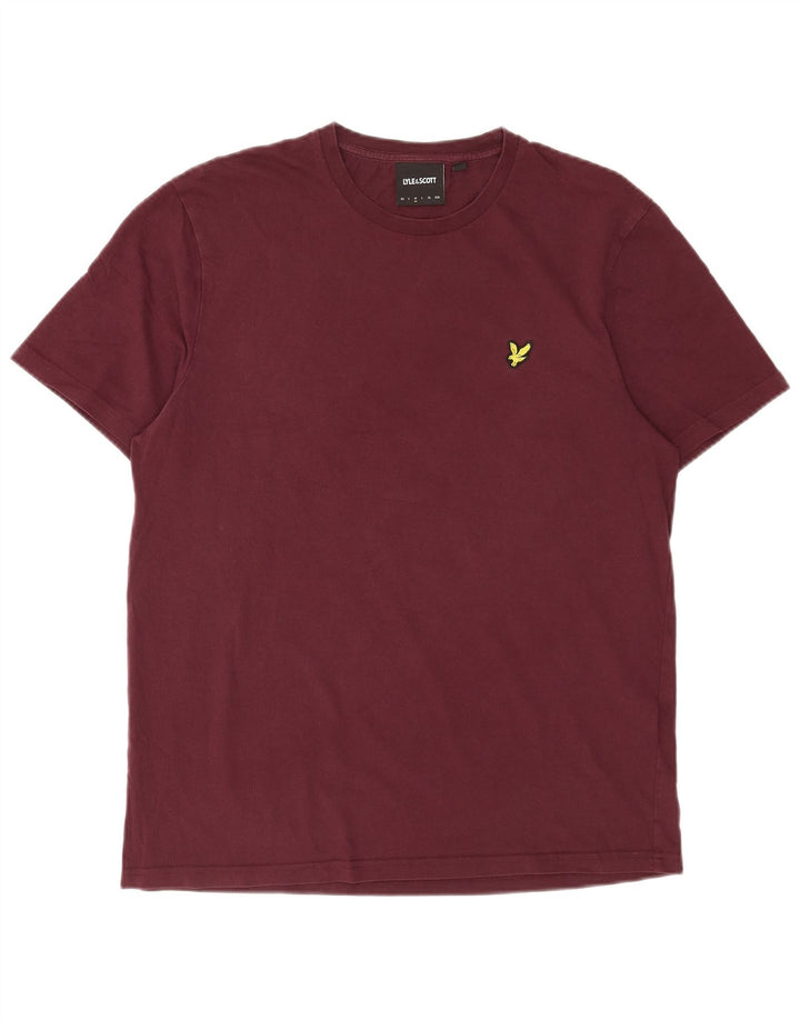 Lyle & Scott Mens T-Shirt Top Medium Maroon Cotton