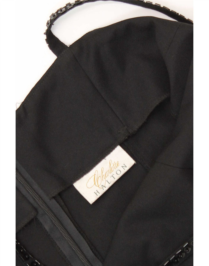 Charlotte Halton Mini robe dos nu pour femme UK 12 Medium Noir Polyester