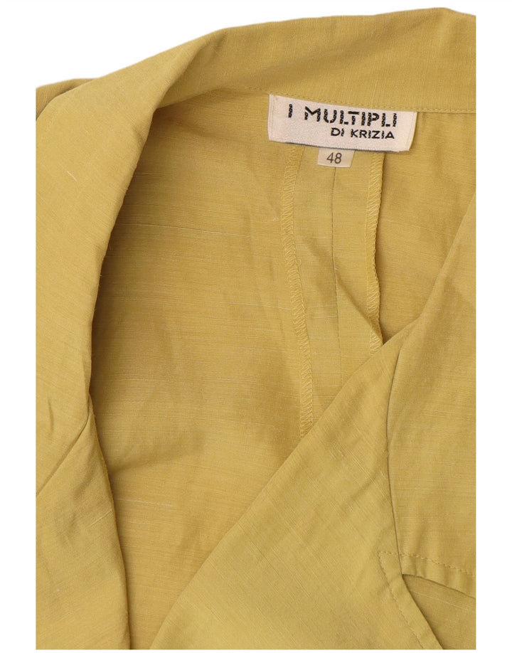 Krizia Womens Shirt Blouse IT 48 XL Yellow