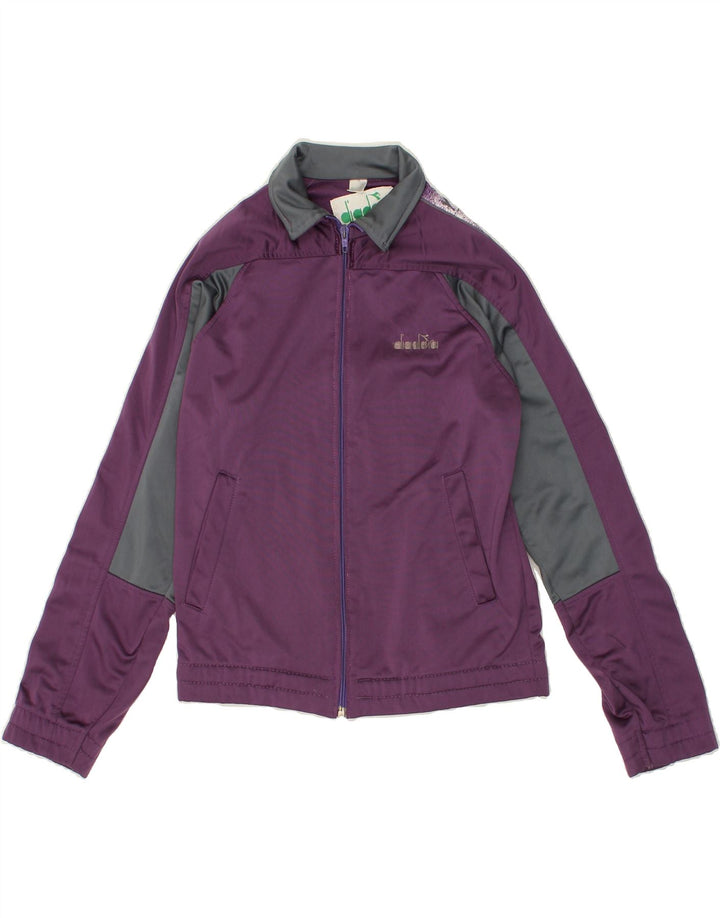 DIADORA Womens Graphic Full Tracksuit IT 42 Medium Purple Colourblock | Vintage Diadora | Thrift | Second-Hand Diadora | Used Clothing | Messina Hembry 