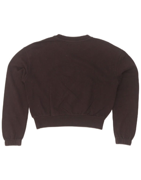 Calvin Klein Jeans Damen Crop Graphic Sweatshirt Pullover UK 10 Small Schwarz
