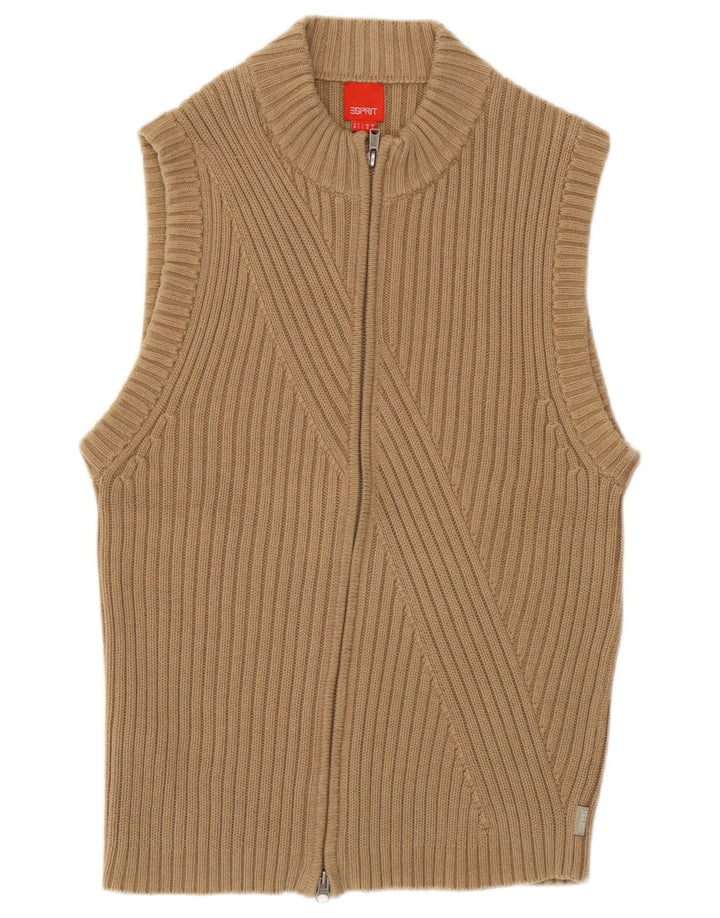 Esprit Womens Sleeveless Cardigan Sweater UK 14 Medium Beige