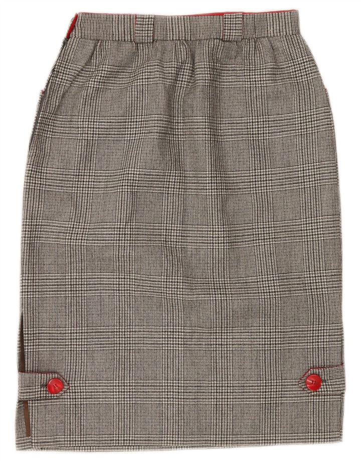 Gonna dritta da donna VINTAGE W26 piccola pied de poule grigia