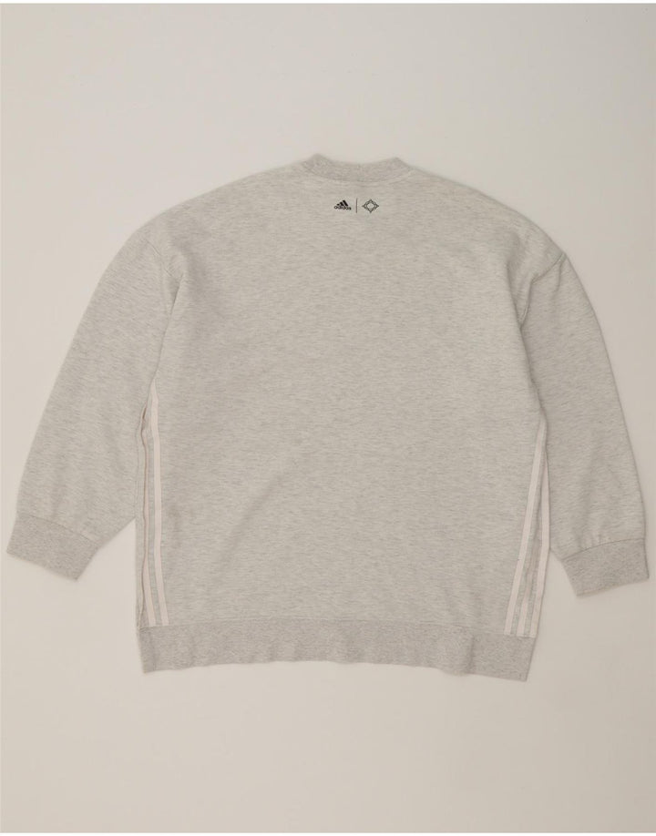 ADIDAS Womens Oversized Sweatshirt Jumper UK 14 Medium Grey Cotton Vintage Adidas and Second-Hand Adidas from Messina Hembry 