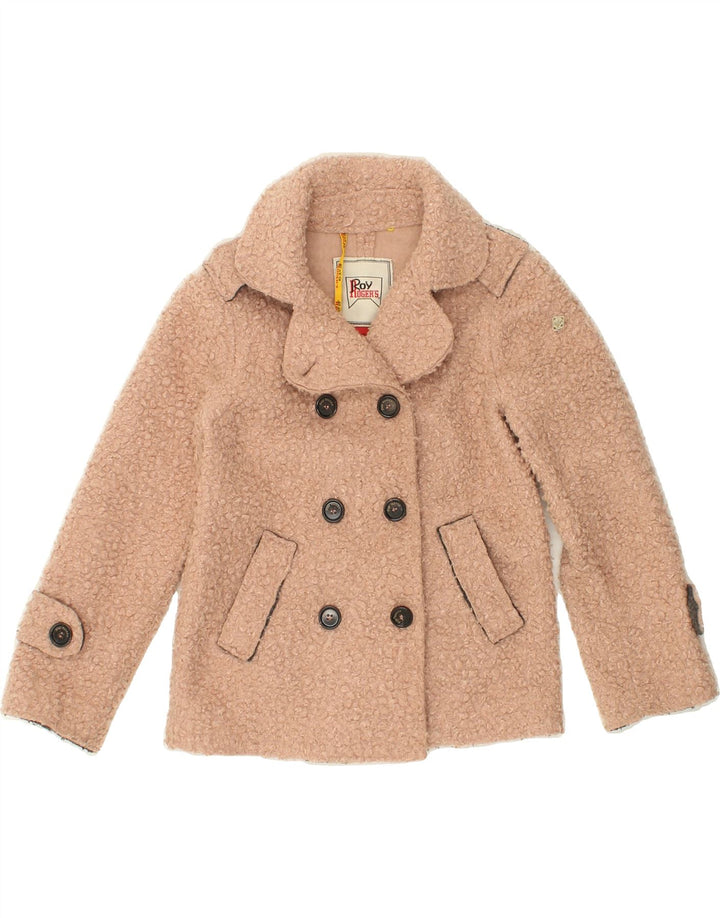 ROY ROGERS Girls Double Breasted Coat 7-8 Years Beige Polyester Vintage Roy Rogers and Second-Hand Roy Rogers from Messina Hembry 