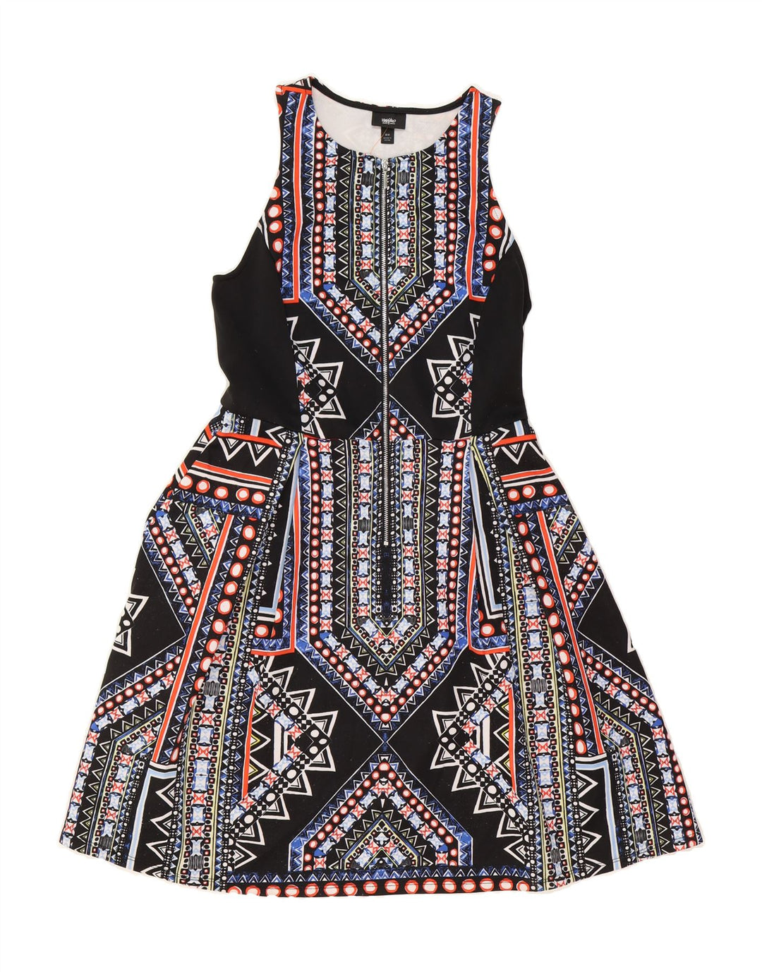 MOSSIMO Womens Sleeveless A-Line Dress UK 12 Medium Black Geometric Vintage Mossimo and Second-Hand Mossimo from Messina Hembry 