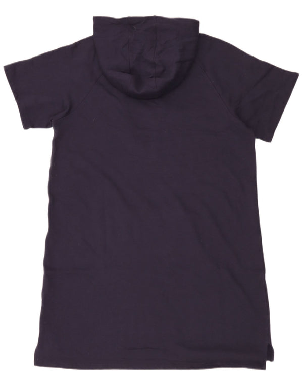 Dkny Robe à capuche graphique à manches courtes pour femme UK 18 XL Bleu marine en coton