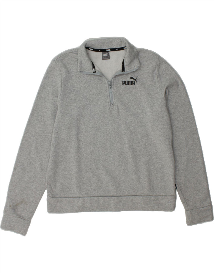 PUMA Womens Zip Neck Sweatshirt Jumper UK 14 Medium Grey Cotton Vintage Puma and Second-Hand Puma from Messina Hembry 