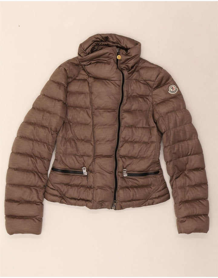 Moncler Womens Padded Jacket Size 2 Small Brown Polyester