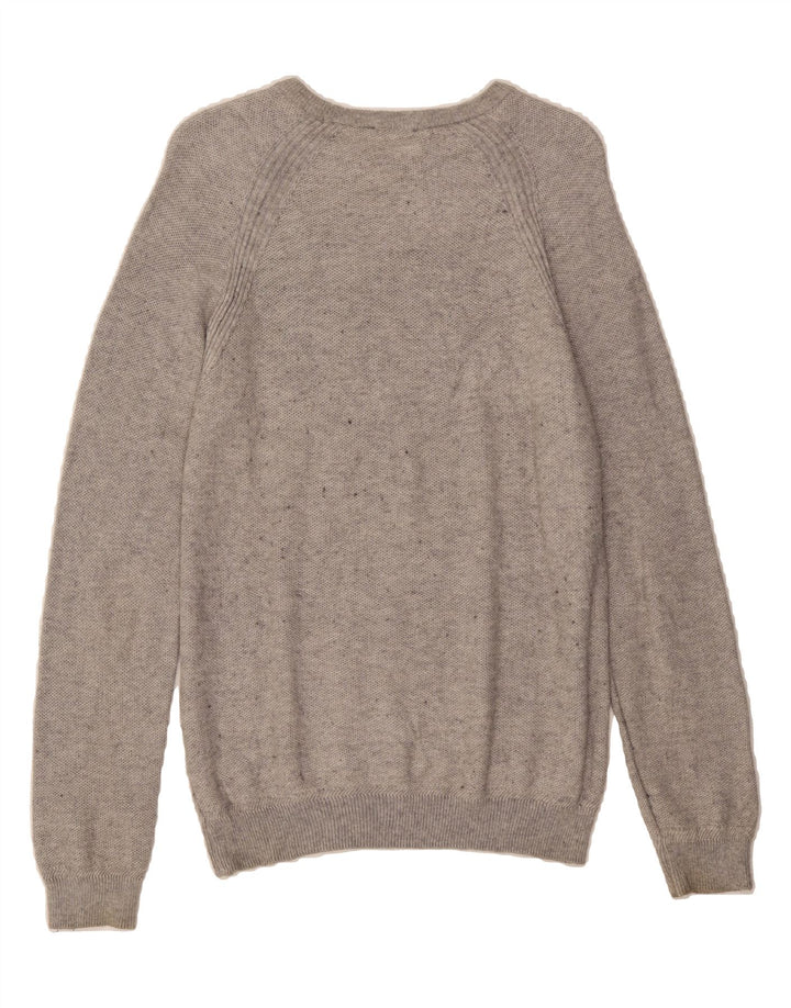 BENETTON Mens Boat Neck Jumper Sweater Medium Grey Flecked Cotton Vintage Benetton and Second-Hand Benetton from Messina Hembry 
