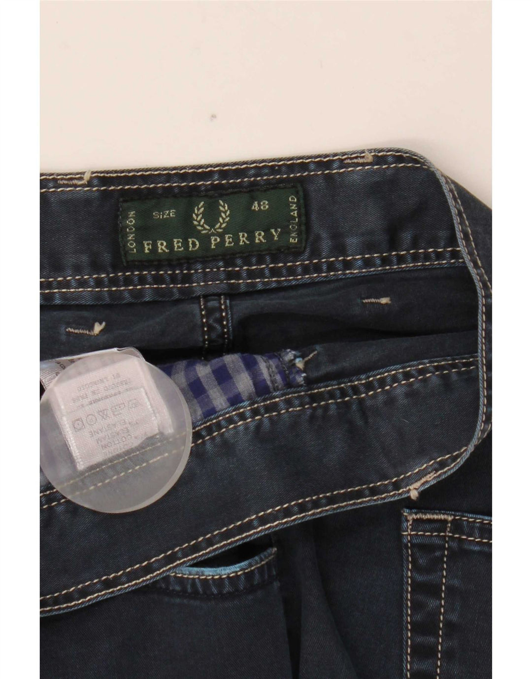 Fred Perry Mens Slim Jeans IT 48 Medium W33 L30 Navy Blue Cotton