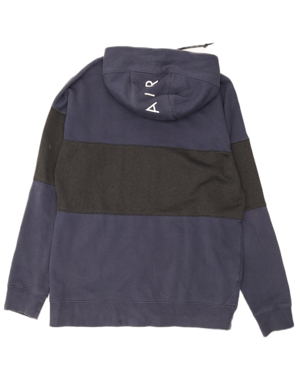Nike Mens Zip Hoodie Sweater Large Navy Blue Colourblock Cotton