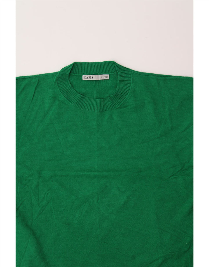 OASIS Womens Oversized Crop Crew Neck Jumper Sweater UK 14 Medium Green Vintage Oasis and Second-Hand Oasis from Messina Hembry 